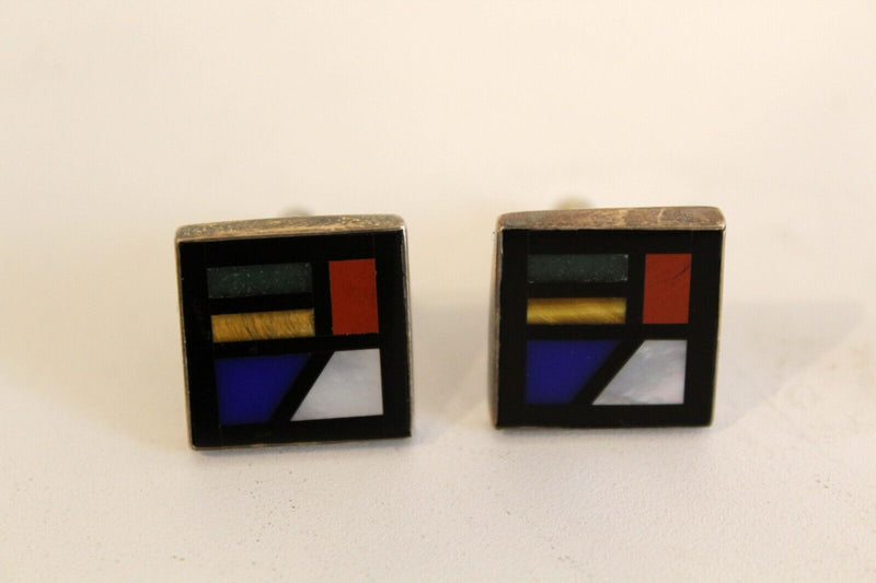 Pair of Modern Inlaid Glass Cuff Links Accessories