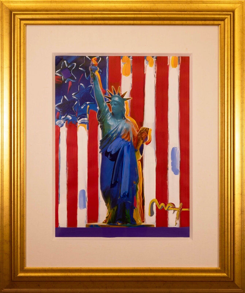 Peter Max United We Stand Signed Mixed Media Acrylic Painting on Paper 2001