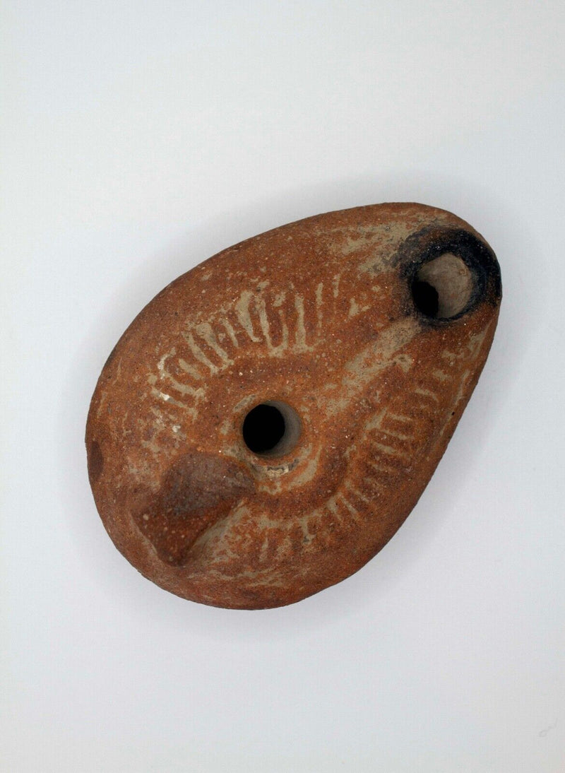 Pre-Columbian Ancient Boat-Shaped Terracotta Pottery Oil Lamp Historic Artifact