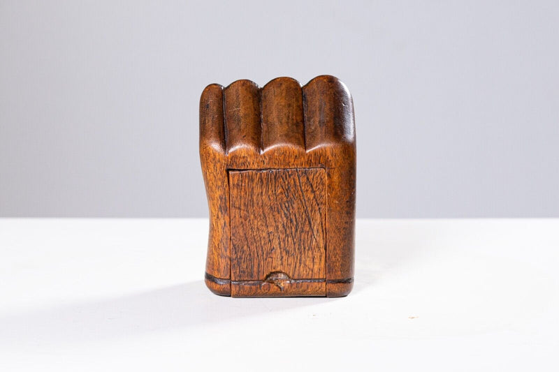 Vintage Mid Century Modern Sculpted Walnut Wood Snuff Box