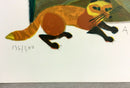 Mid Century Modern Unframed Skulk of Foxes Judith Bledsoe Hand Signed Lithograph