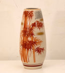 Kutani-Enzan Japanese Kutani Flower Vase Kabin Ikebana Sometsuke Aka-E Signed