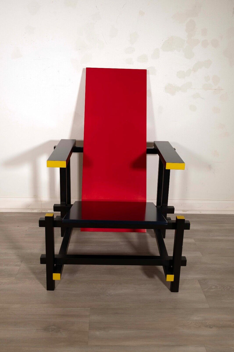 Cassina Red Blue and Yellow Chair Gerrit Thomas Rietvild Post Modern
