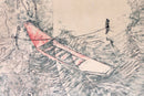 Lebadang Boat at Docks Signed Modern Lithograph with Intaglio H.C. Framed