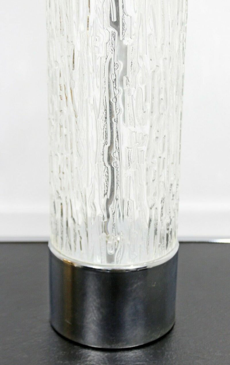 Mid Century Modern Clear Murano Style Glass Table Lamp Chrome Base Italian 1970s