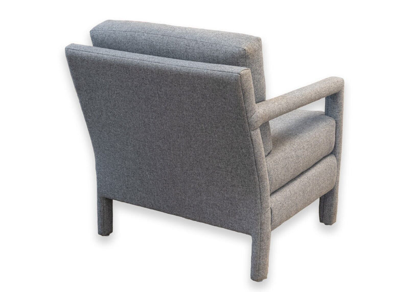 Milo Baughman Grey Blue Upholstered Parsons Contemporary Modern Accent Chair