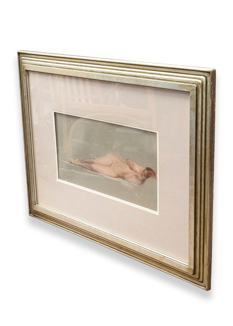 Contemporary Impressionist Reclining Female Nude Signed Pastel Drawing on Paper