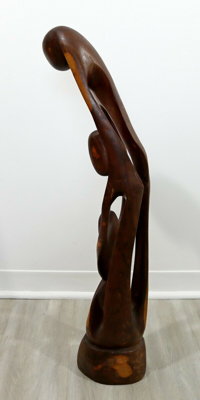 Mid Century Modern Abstract Figurative Wood Carving Floor Sculpture
