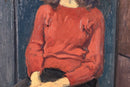 Raphael Soyer Seated Girl Signed Vintage Modern Figurative Original Oil Painting