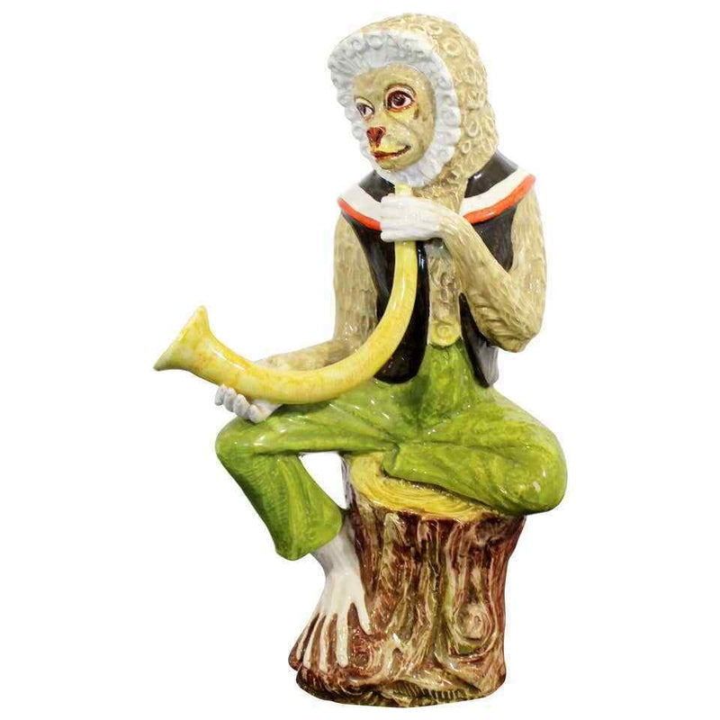 Mid Century Modern Ceramic Seated Monkey Table Sculpture Italy 1960s