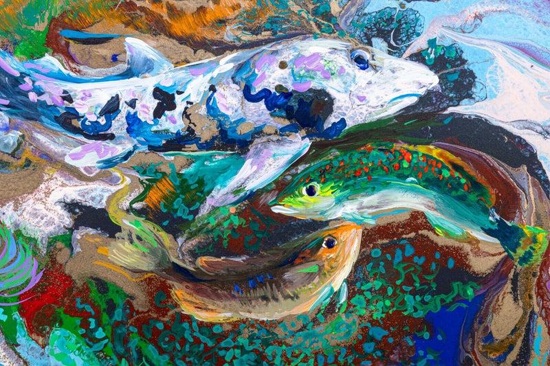 Truong Buu Giam "Fragments" Underwater Seascape Original Acrylic Resin Painting