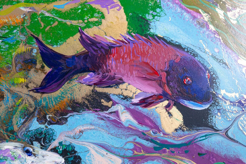 Truong Buu Giam "Fragments" Underwater Seascape Original Acrylic Resin Painting