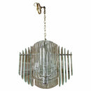 Contemporary Tiered Glass & Chrome Chandelier by Luminaire 80s