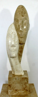 Contemporary Modern Composite Faux Marble Table Sculpture Austin Prod Era 1980s