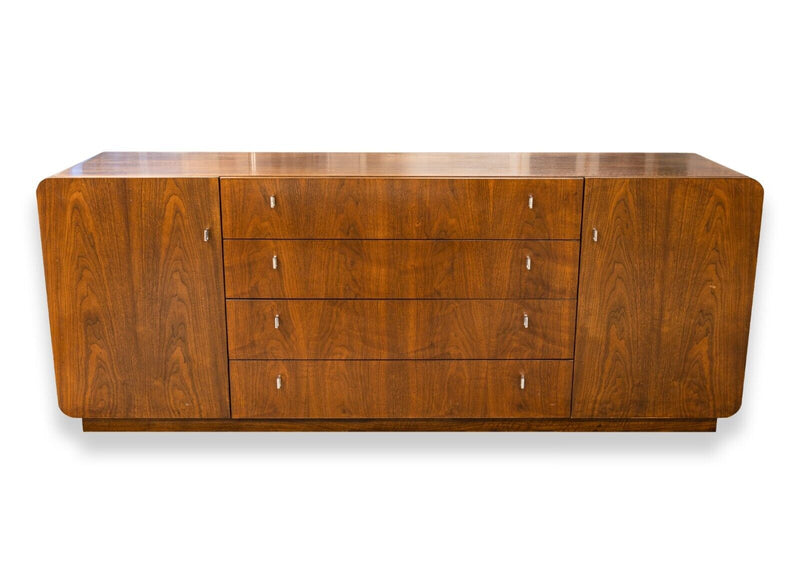 Mid Century Modern Founders Walnut and Chrome Dresser Credenza and Mirror