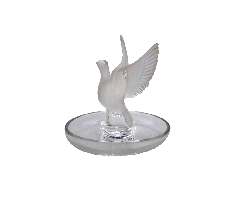 Lalique 20th Century Artistic Crystal Dove Ring Holder Signed