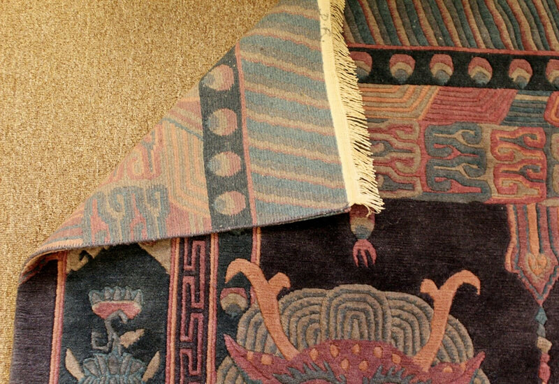 Antique Deco Chinese Wool Large Rectangular Area Rug Carpet