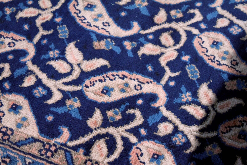 Vintage XL Persien Area Rug 10' x 14' Peach Blue Wool Carpet Mid Century Modern