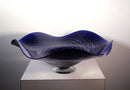 Contemporary Modern Ron Mynatt Cobalt Fluted Signed Art Glass Bowl