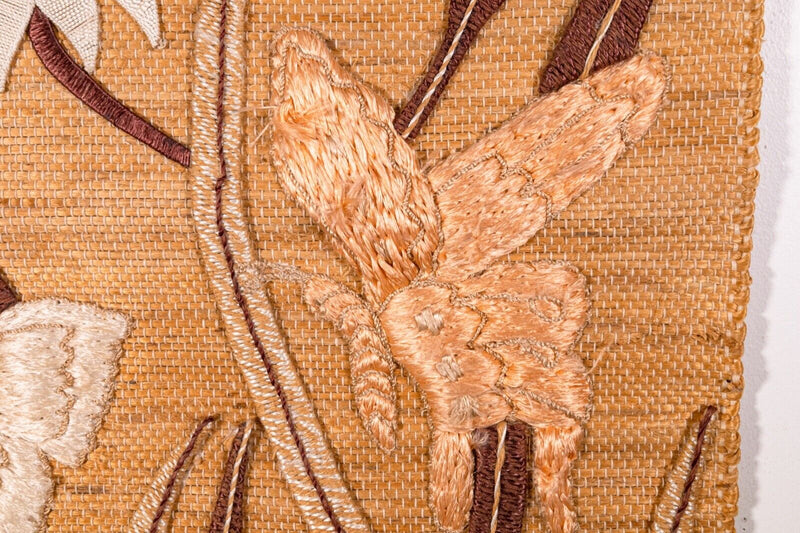 Don Freedman Mid Century Modern Jute Wall Hanging Tapestry Butterfly & Floral