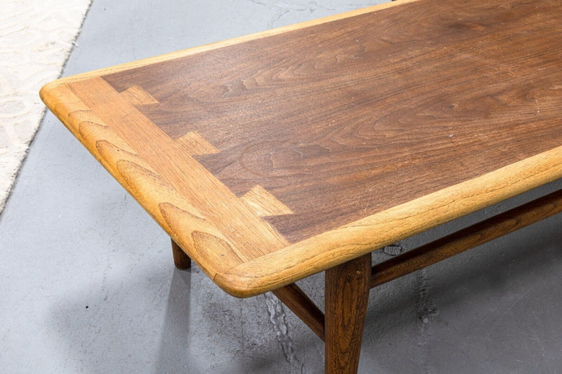 Mid Century Modern Lane Walnut Wood Low Rectangular Coffee Table
