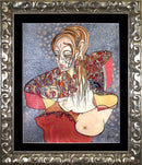 J Renwick Signed Acrylic Painting on Canvas Art Nouveau Female Figure Framed