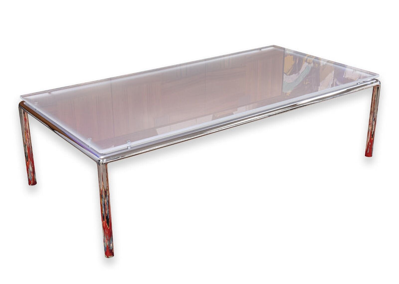 de Sede DS-9075/62 Bauhaus Rectangular Chrome Base Satin Glass Top Coffee Table