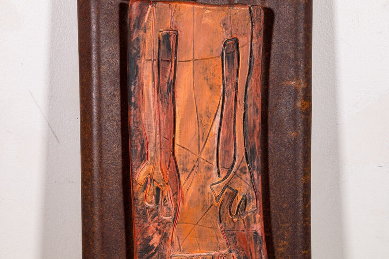 Suzanne Wallace Mears Mixed Media Ceramic and Metal Wall Sculpture