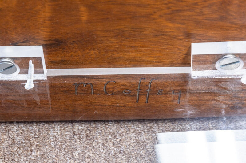 Michael Coffey Signed Pegasus Contemporary Modern Wood and Lucite Coffee Table