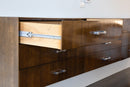 Mid Century Modern 3 Piece Walnut Chrome Tobocman Wall Hanging Floating Credenza