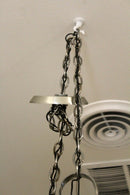 Large Mid Century Modern Smoked Glass & Metal & Walnut Chandelier Sonneman Style