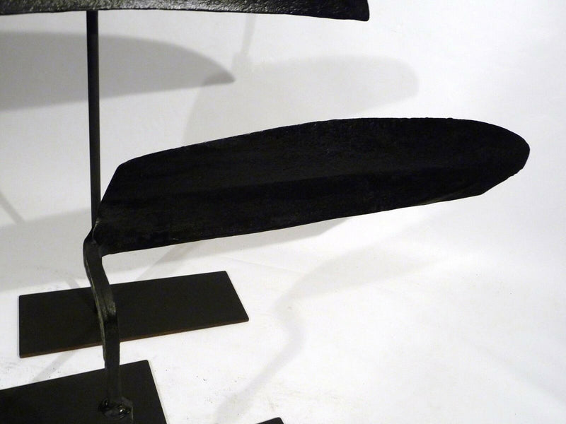 Mid Century Modern Set of 3 Metal Brutalist Blade Shaped Standing Sculpture