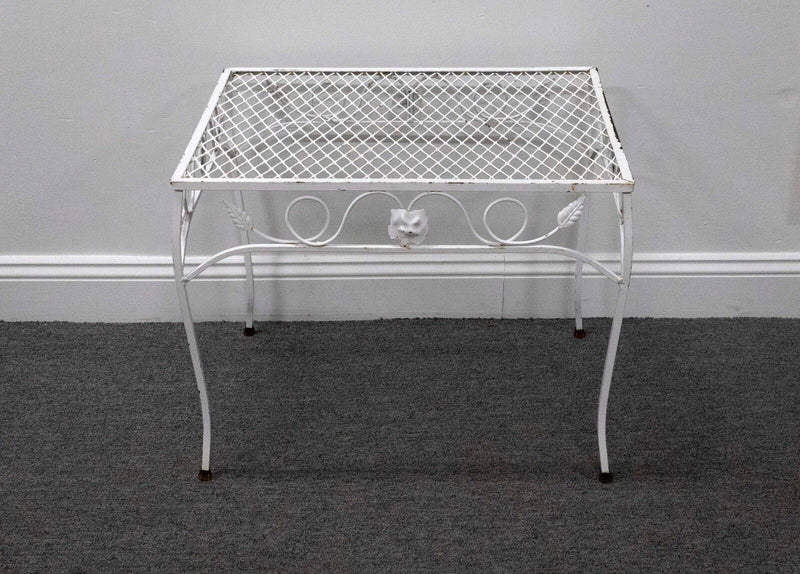 Vintage Woodard White Rectangle Coffee Table & Side End Table Mid Century Modern