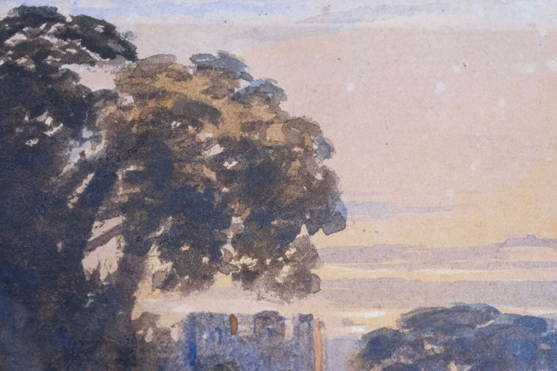 John Varley Antique English Landscape Watercolor on Paper Framed 1800s