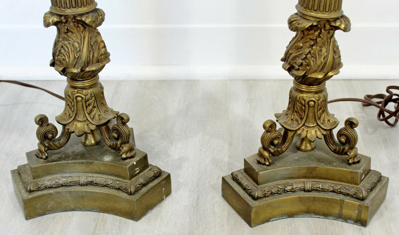 Art Deco Neoclassical Pair of William Kessler Bronze Table Lamps 1930s