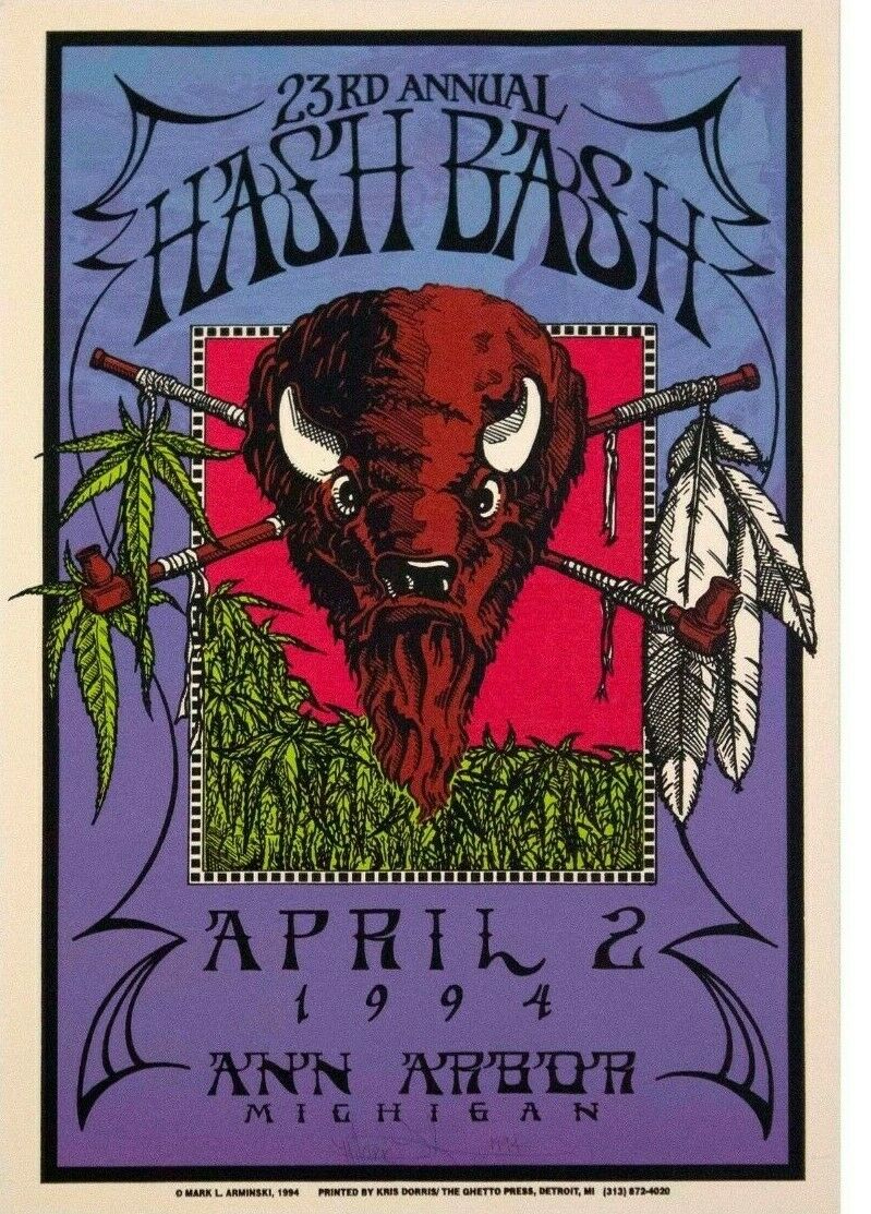 23rd Annual Hash Bash Ann Arbor 1994 Poster Signed