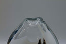Sharon Fujimoto Modern White with Blue Swirl Design Studio Art Glass Vessel Vase