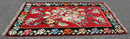 Mid Century Modern Kilim Wool Area Rug Red Hand Made in Turkey Floral Pattern