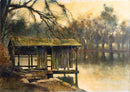 Marc Capaud Etang at Sologne Signed 1975 Oil Painting on Canvas French Landscape