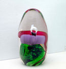 Berry Davis Signed Contemporary Pink Purple Green Swirl Design Studio Art Glass