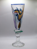 Contemporary Postmodern Set of 3 Swirled Design Studio Art Glass Goblets Signed
