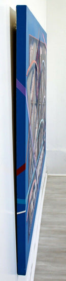 Contemporary Memphis Large Abstract Painting Canvas  J. Ramsauer 1990s Vine Yard