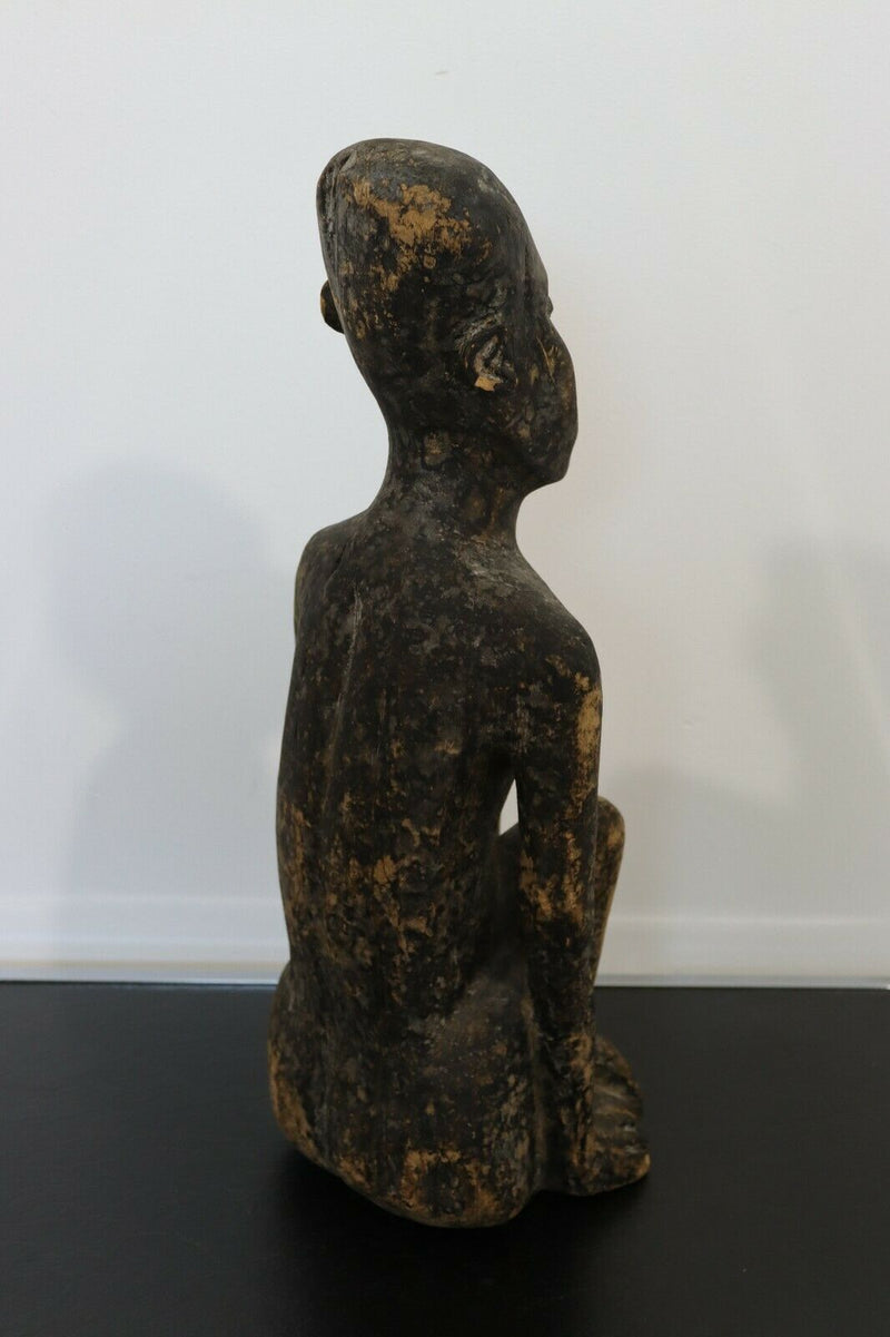 Vintage African Primitive Carved Wood Artifact Sculpture Man