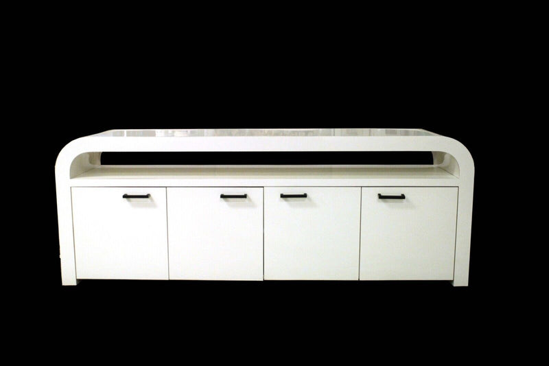Contemporary Modern Custom Made Curved White Lacquer Credenza