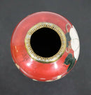 Vintage Signed Red and Gray Enameled Cloisonne Vase with Koi Fish