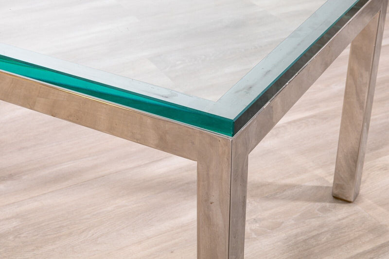 Milo Baughman Contemporary Modern Rectangular Chrome and Glass Coffee Table