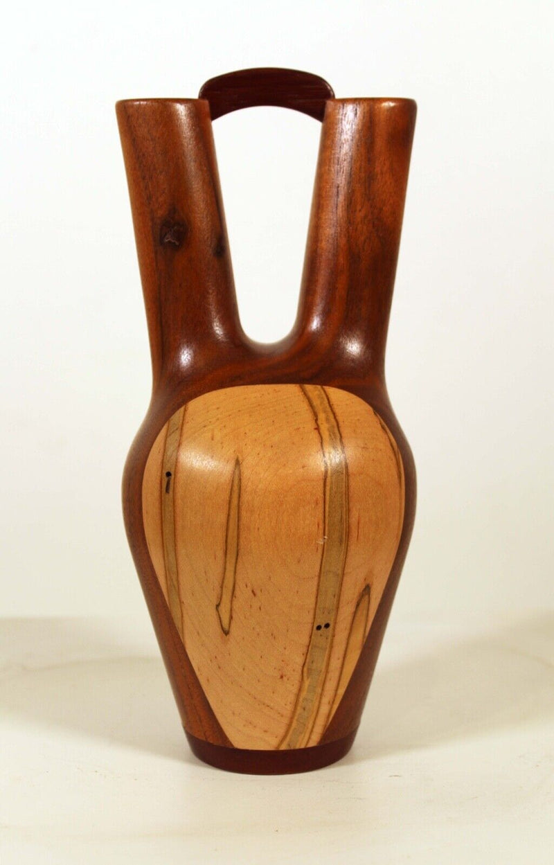 Native American Wedding Vase Maple and Walnut Double Vessel Signed by Artist