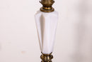 Art Deco Opaque Milk Glass and Brass Metal Floor Lamp