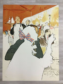 Art Deco Modern Unframed Rene Gruau Hand Signed Lithograph Bistro