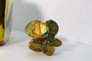 Paula Barton Signed Postmodern Iridescent Glass Decanter with Flower Design Top